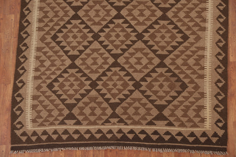 Brown Kilim Reversible Wool Area Rug 5x6