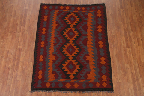 Reversible Wool Kilim Oriental Area Rug 5x7