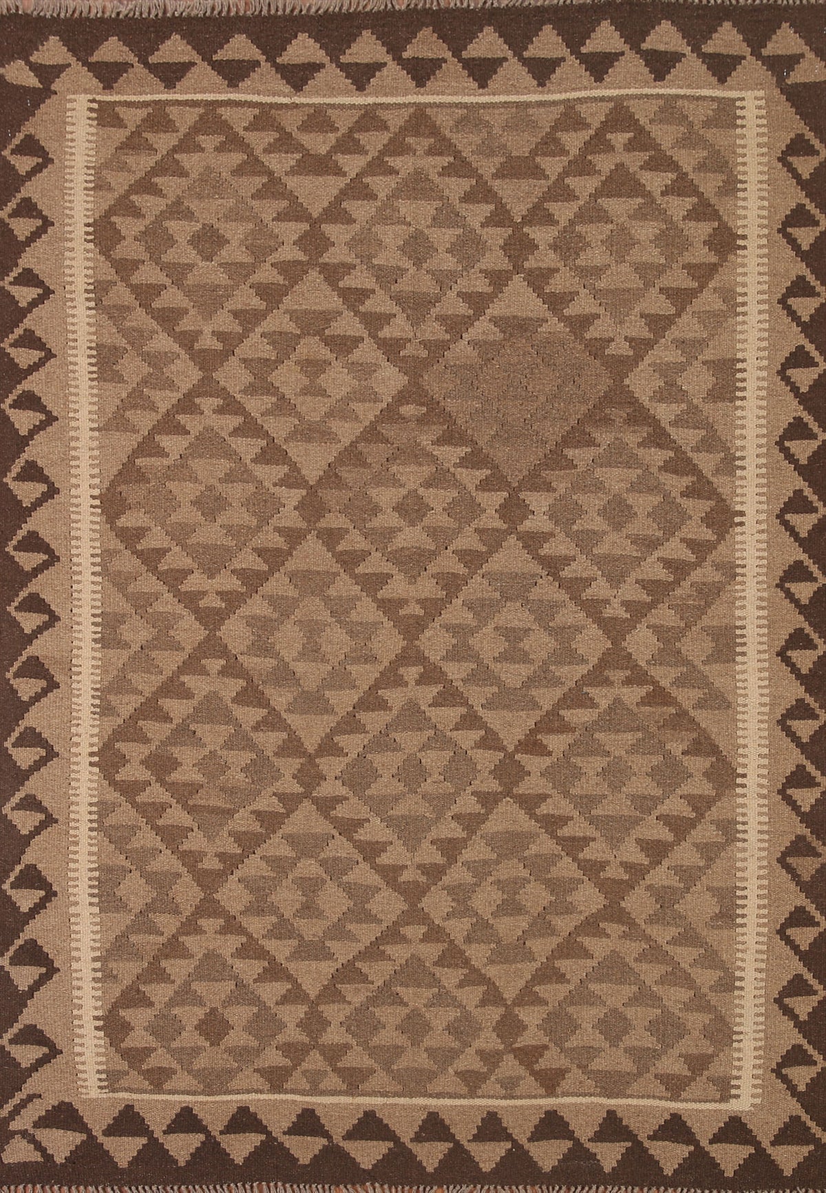 Brown Wool Kilim Oriental Area Rug 5x7