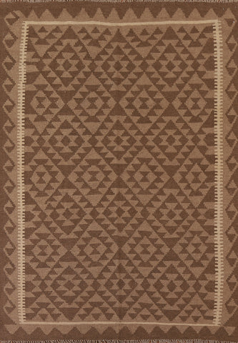 Brown Kilim Geometric Area Rug 5x7