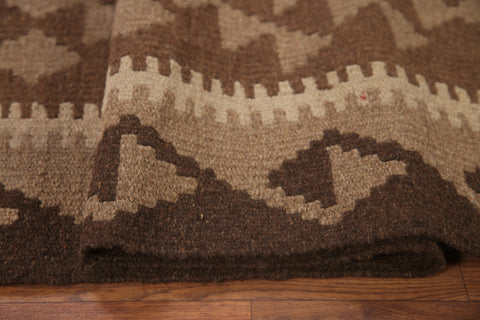 Brown Kilim Reversible Wool Area Rug 5x8