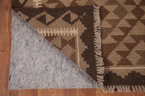 Brown Kilim Reversible Wool Area Rug 5x7