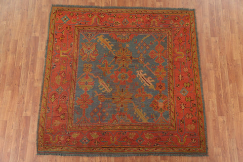 Pre-1900 Antique Vegetable Dye Oushak Square Area Rug 6x6