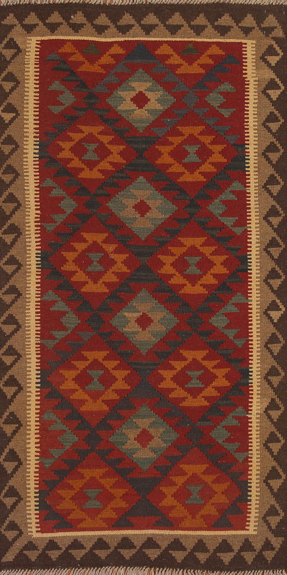 Reversible Wool Kilim Oriental Runner Rug 3x7