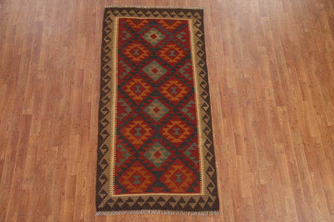 Reversible Wool Kilim Oriental Runner Rug 3x7