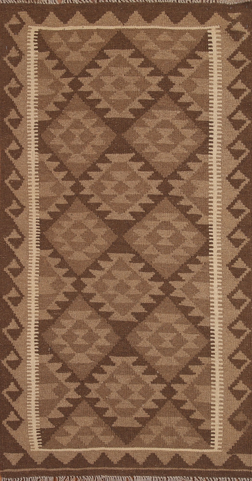 Brown Kilim Oriental Runner Rug 3x7