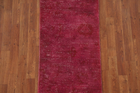 Distressed Over-Dyed Tabriz Persian Runner Rug 2x9