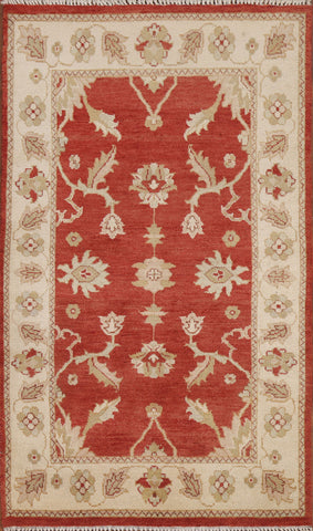 Floral Red Peshawar Chobi Wool Area Rug 3x5