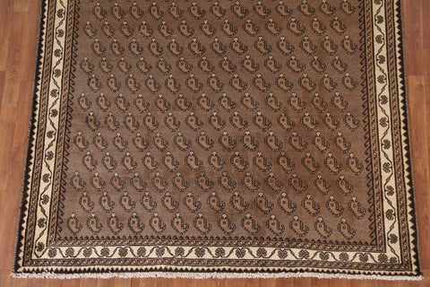 Brown Paisley Ferdos Persian Area Rug 7x10