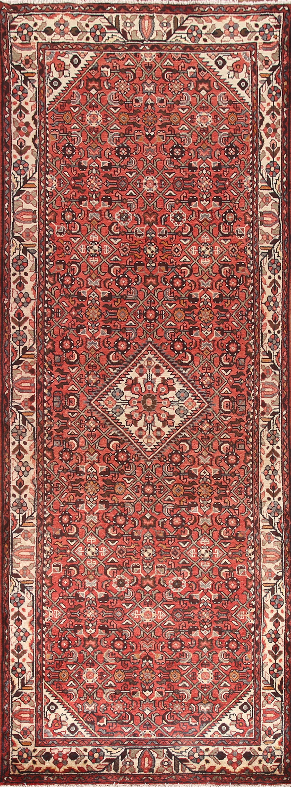 Geometric Hamedan Persian Runner Rug 4x10