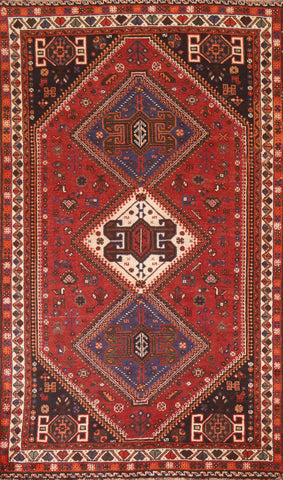 Tribal Red Qashqai Persian Area Rug 5x8