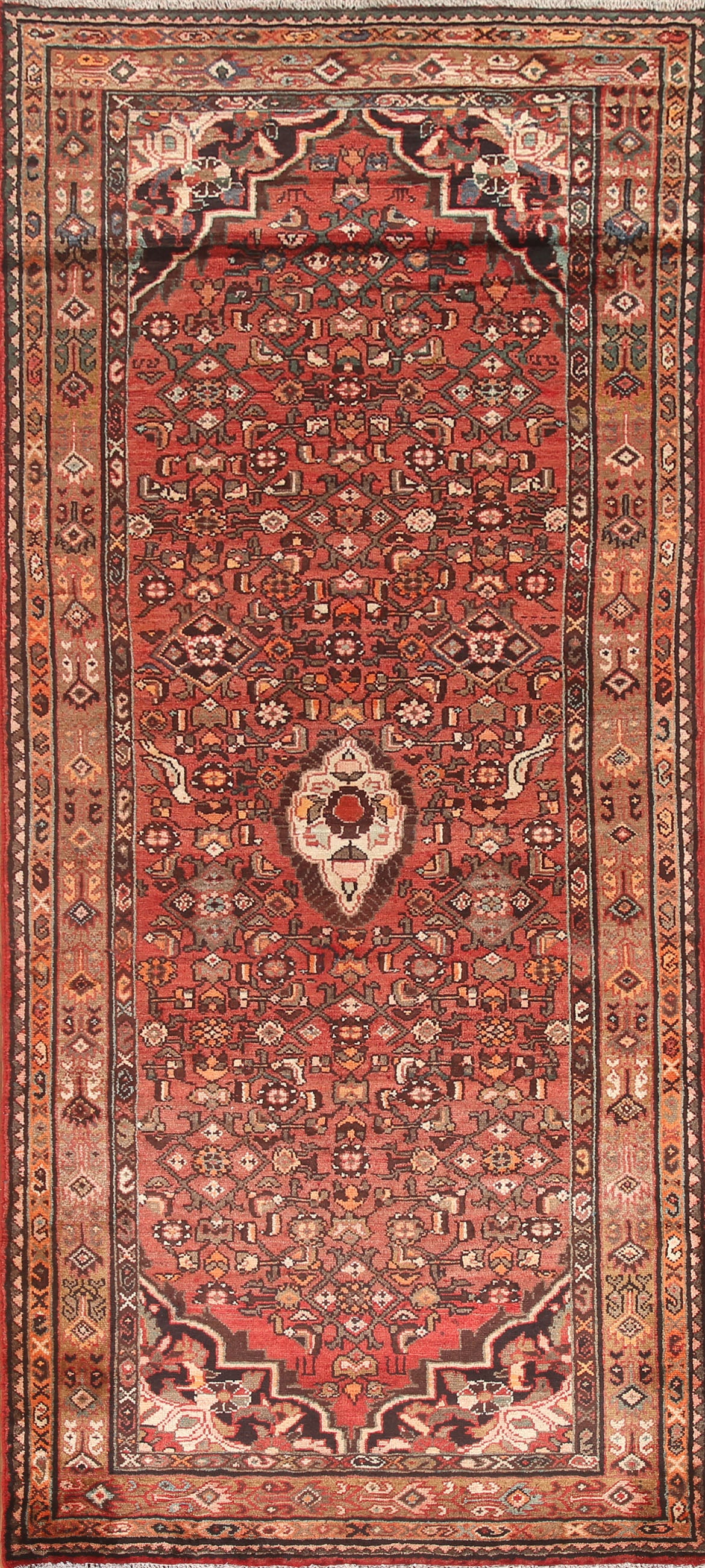 Geometric Hamedan Persian Runner Rug 4x9