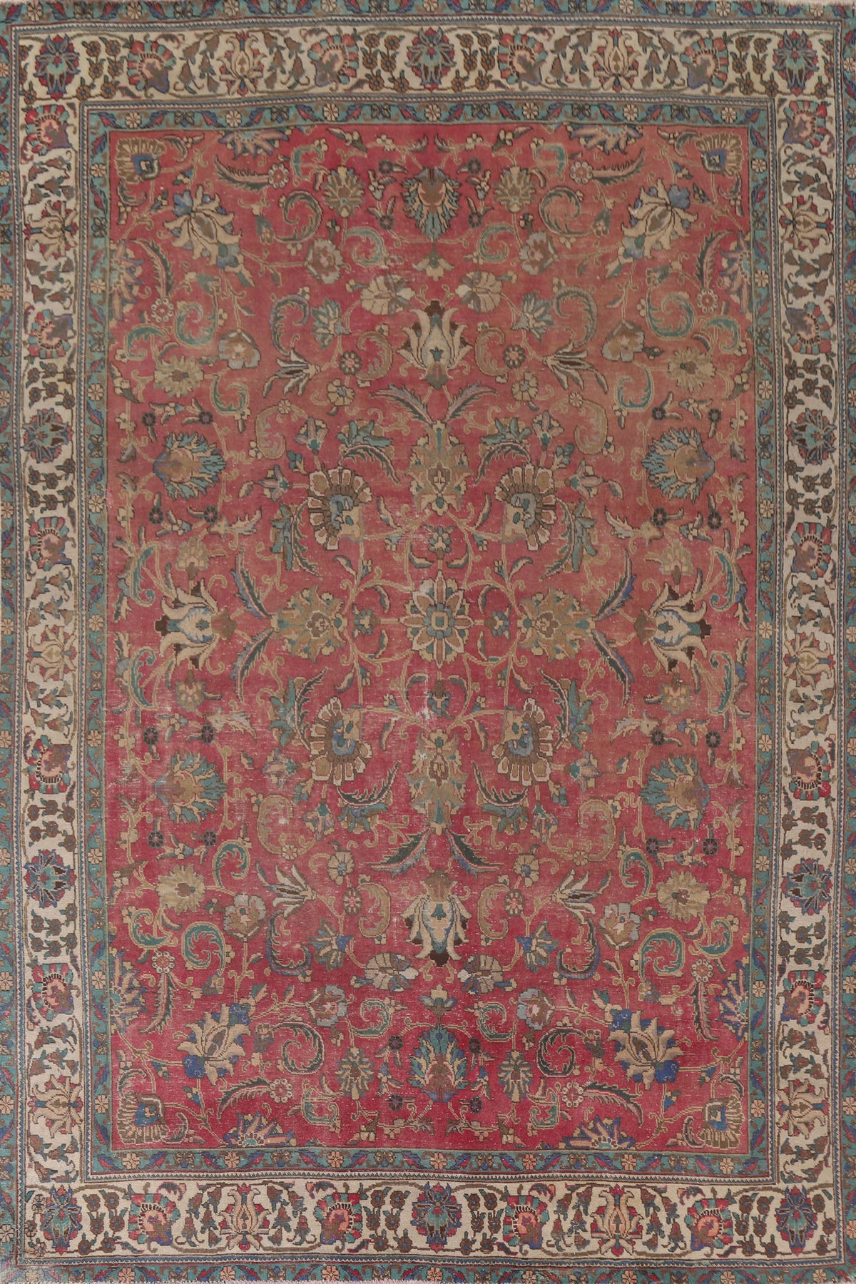 All-Over Pink Tabriz Persian Area Rug 10x13