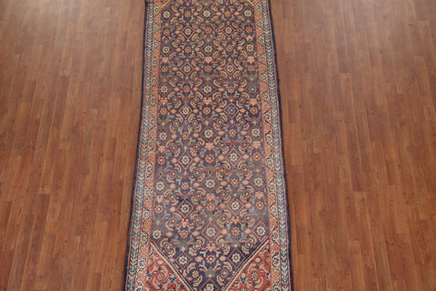 Blue Geometric Mahal Persian Runner Rug 4x10