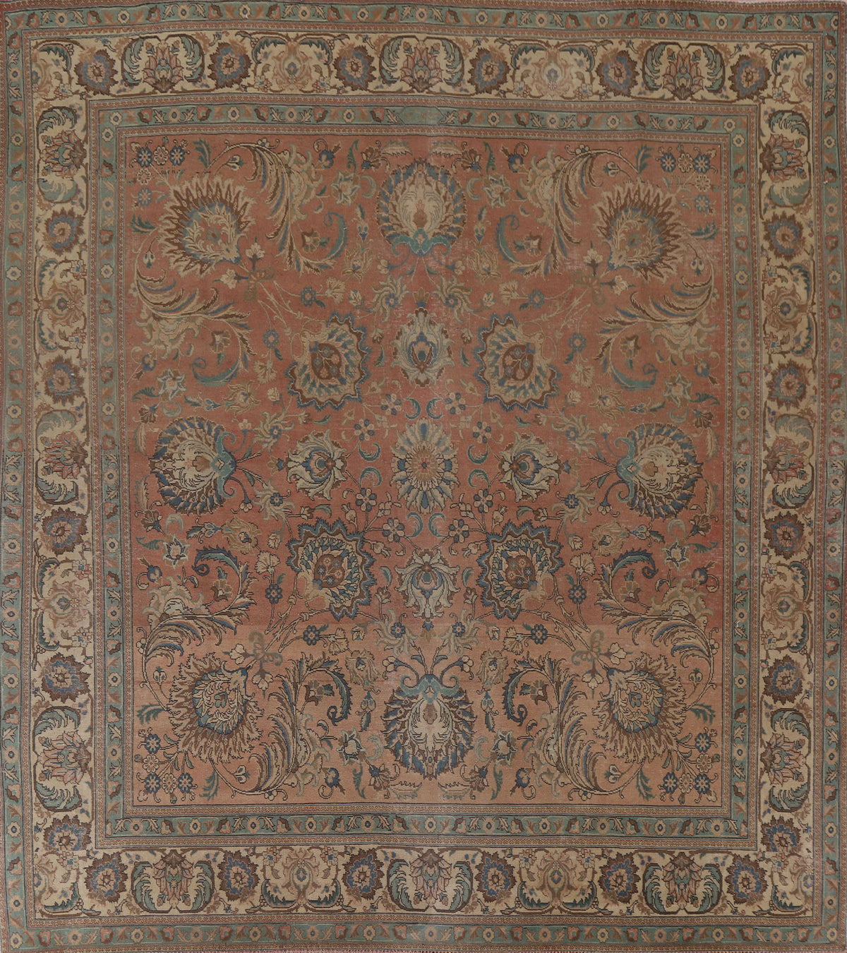 Square Tabriz Persian Vintage Area Rug 11x11