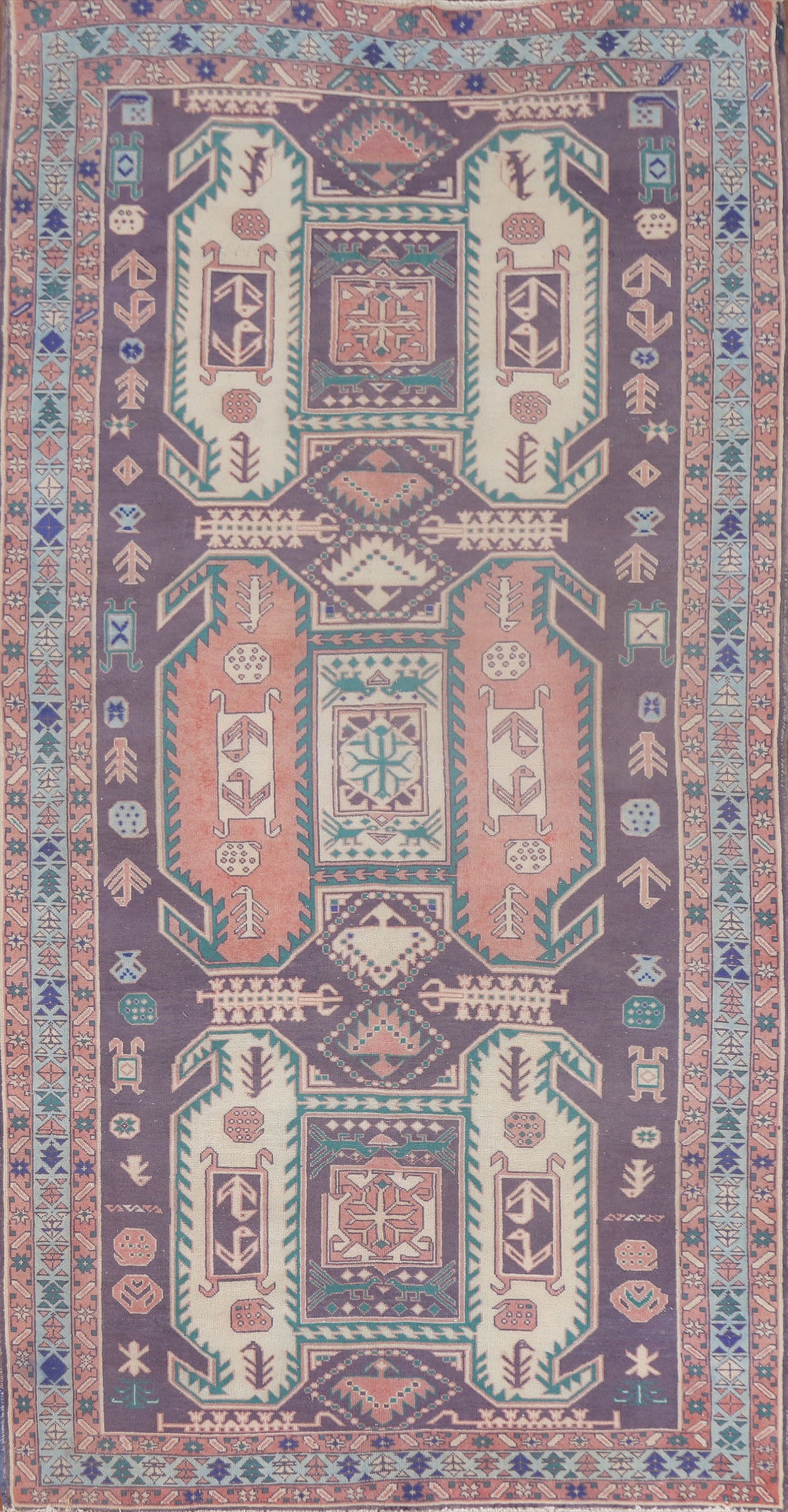 Handmade Purple Ardebil Persian Area Rug 5x9