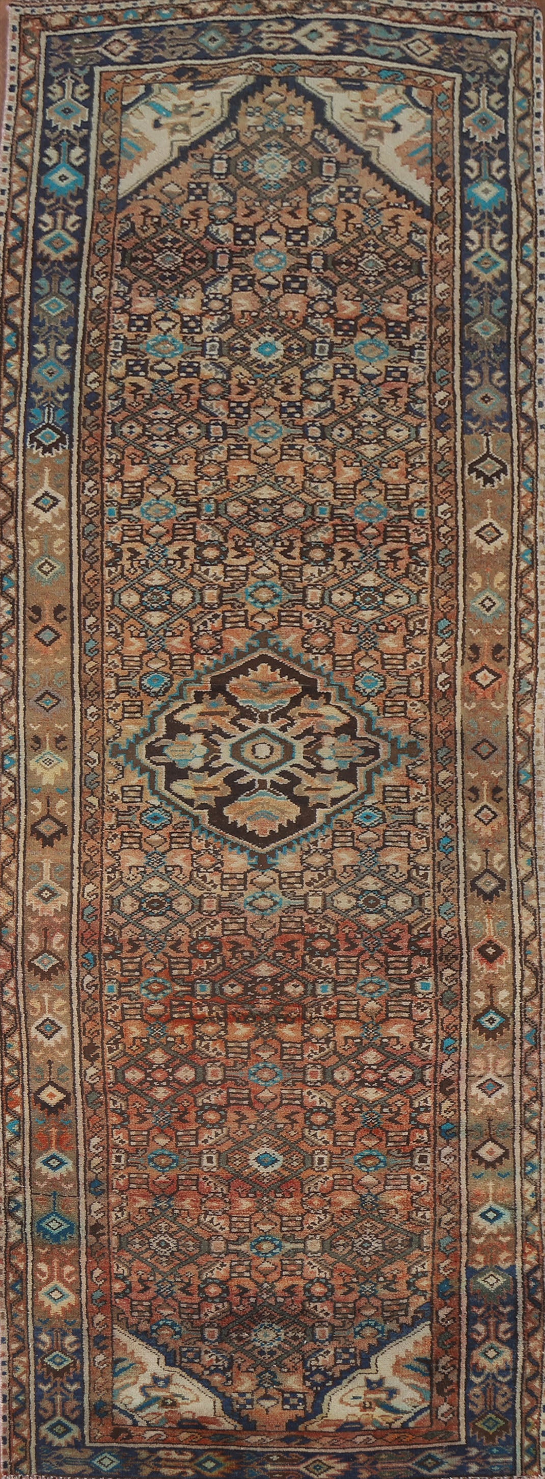 Vintage Hamedan Persian Runner Rug 4x10