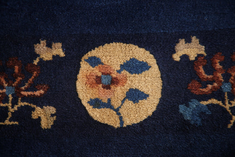 Vegetable Dye Peking Navy Blue Area Rug 4x7