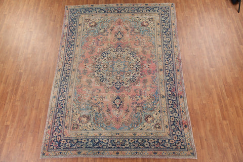 Vintage Pink Mashad Persian Area Rug 8x11