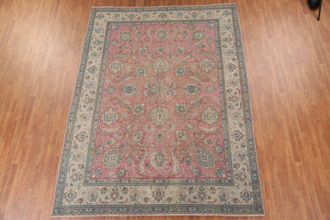 Pink Floral Tabriz Persian Area Rug 8x11