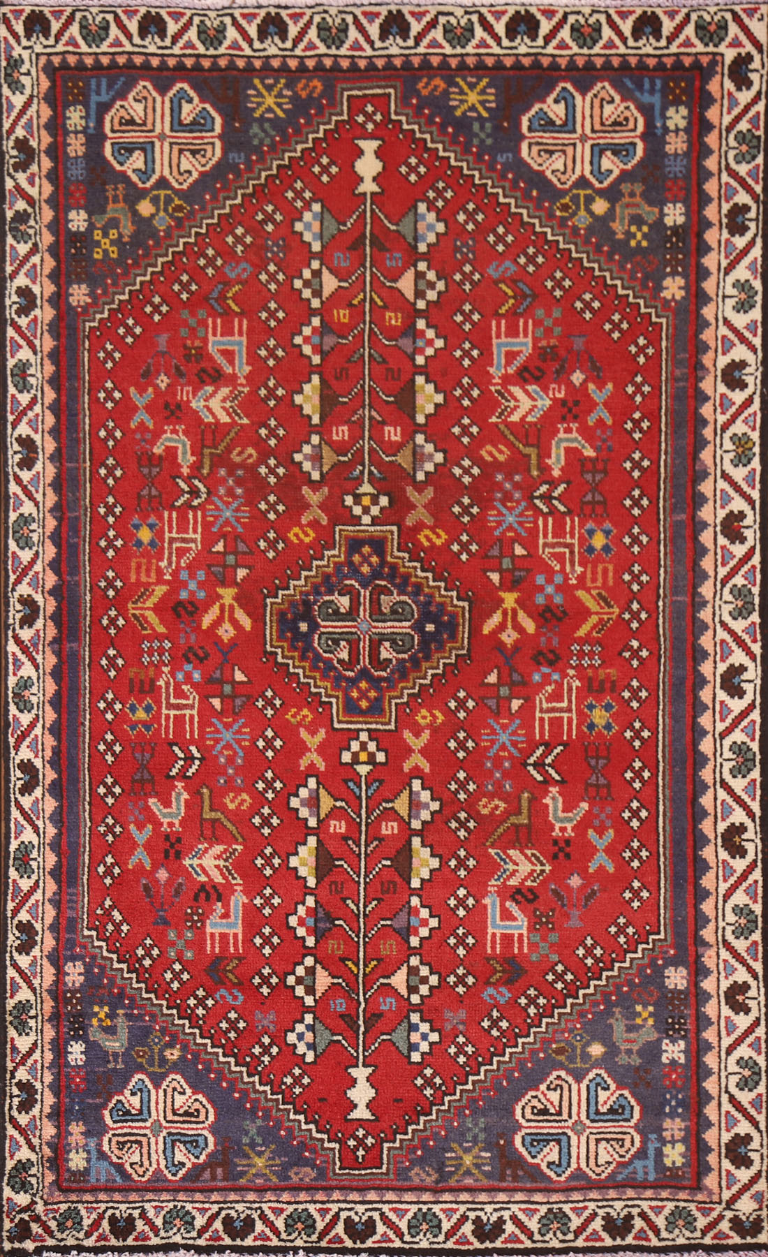 Red Geometric Abadeh Persian Area Rug 3x5