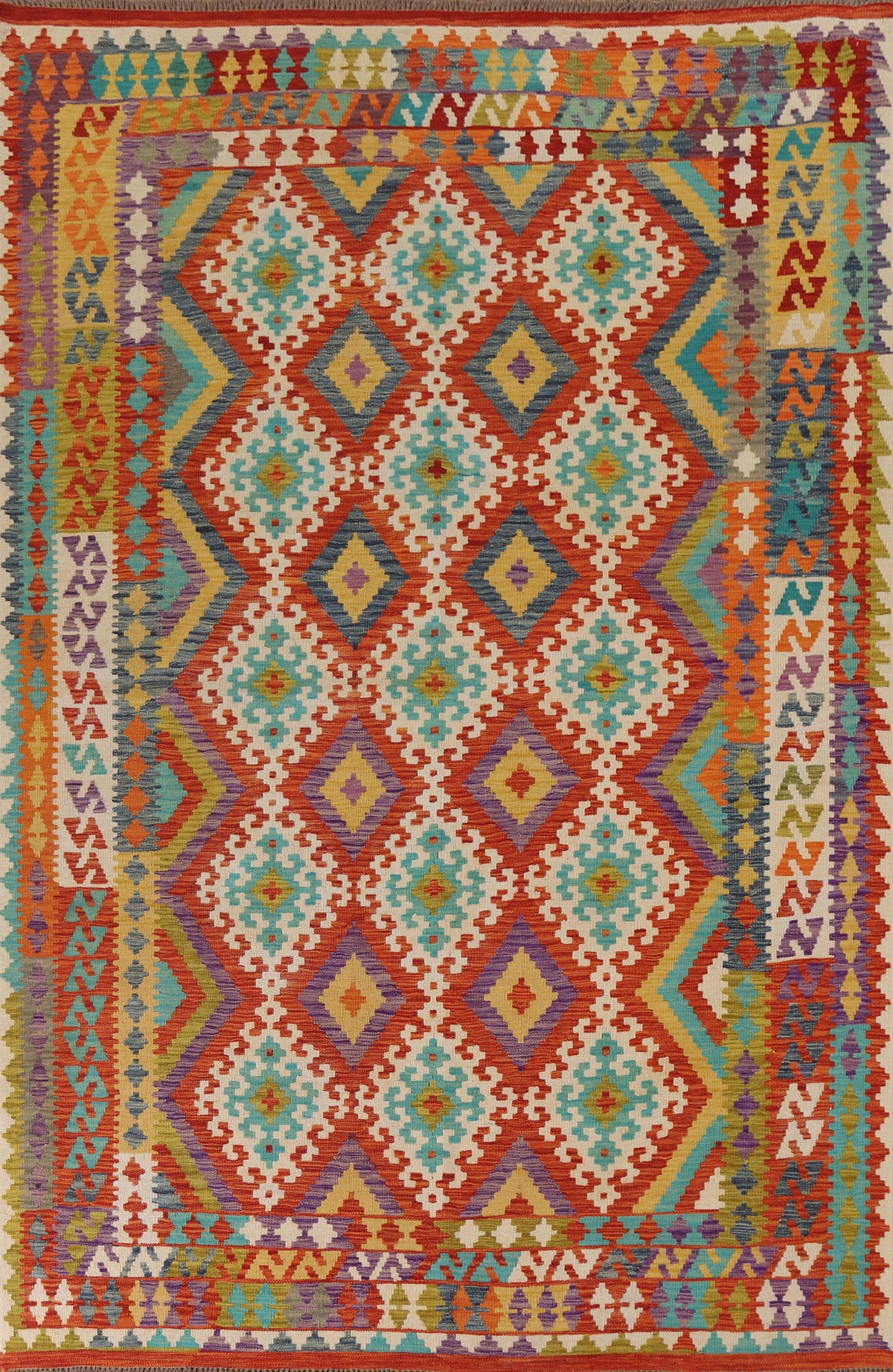 Reversible Wool Kilim Oriental Area Rug 7x10