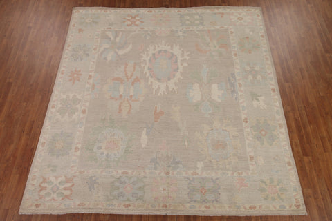 Square Oushak Vegetable Dye Area Rug 9x9