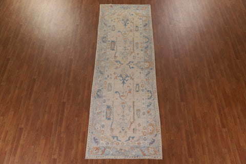 Wool Oushak Vegetable Dye Runner Rug 4x12