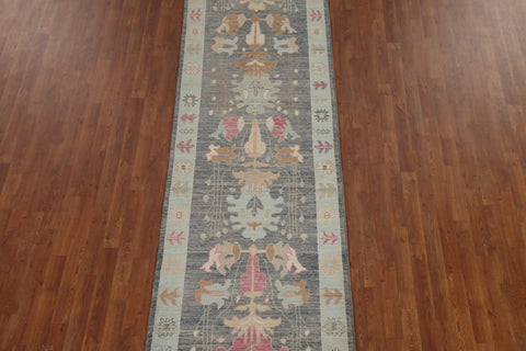 Vegetable Dye Oushak Turkish Runner Rug 3x12