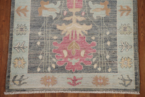 Vegetable Dye Oushak Turkish Runner Rug 3x12