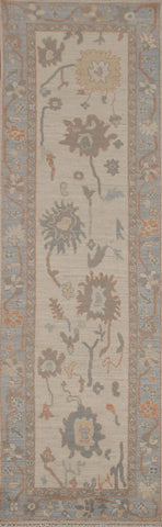 Vegetable Dye Oushak Turkish Runner Rug 3x10