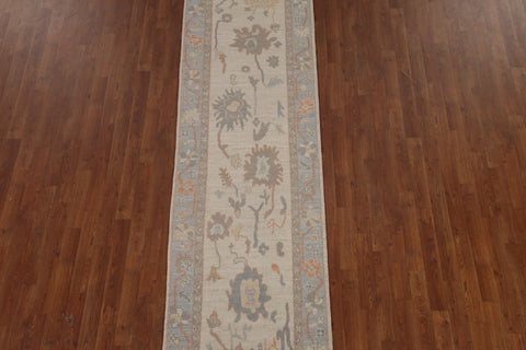 Vegetable Dye Oushak Turkish Runner Rug 3x10