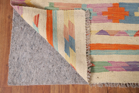 Colorful Kilim Reversible Wool Area Rug 5x6