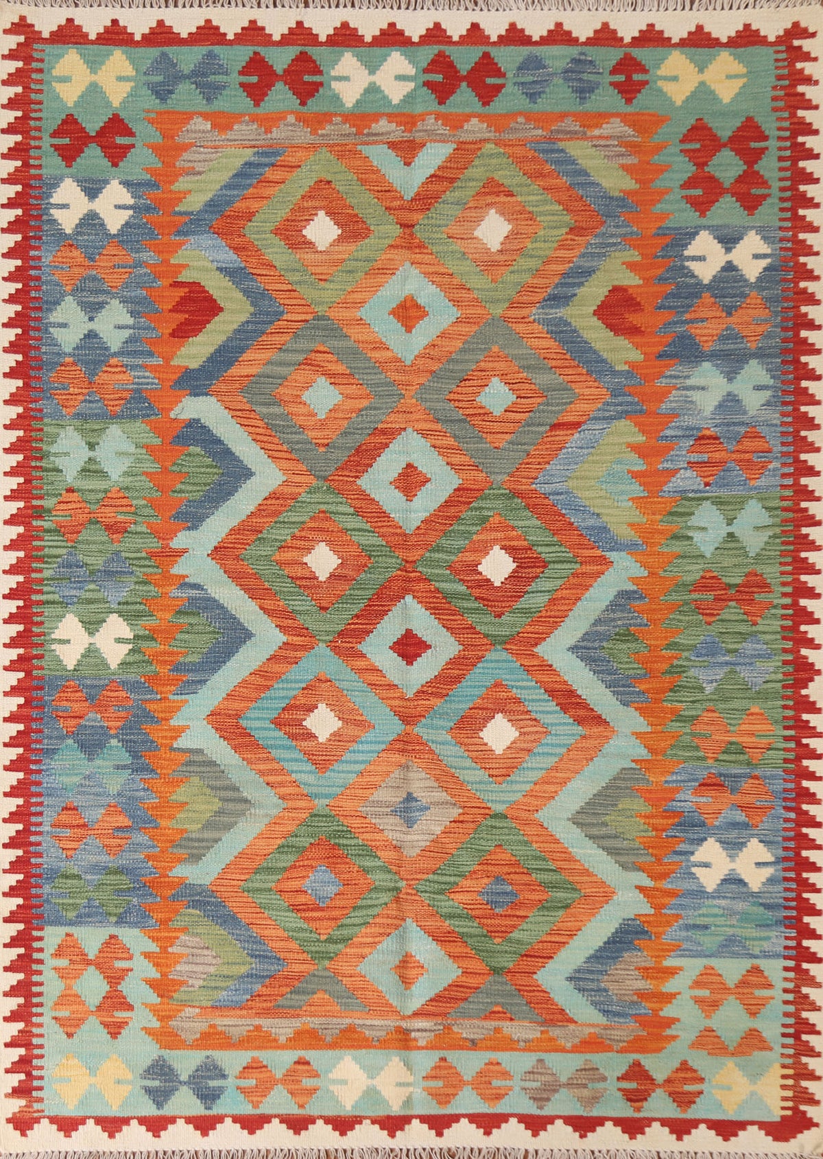 Reversible Wool Kilim Oriental Area Rug 5x6