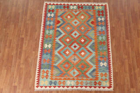 Reversible Wool Kilim Oriental Area Rug 5x6