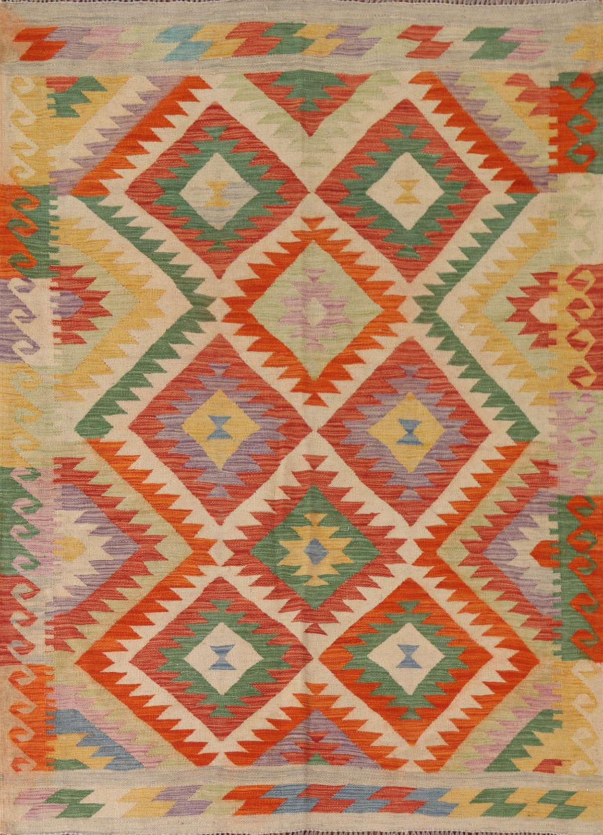 Kilim Reversible Wool Area Rug 5x6