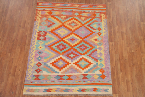 Reversible Wool Kilim Oriental Area Rug 5x7