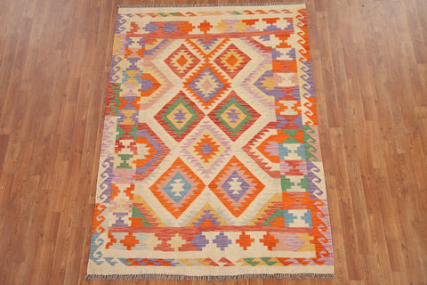 Reversible Wool Kilim Oriental Area Rug 5x7