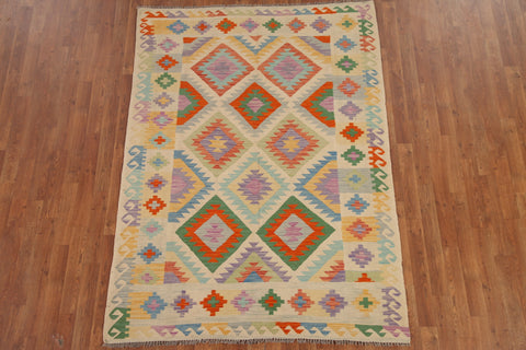 Reversible Wool Kilim Oriental Area Rug 5x7