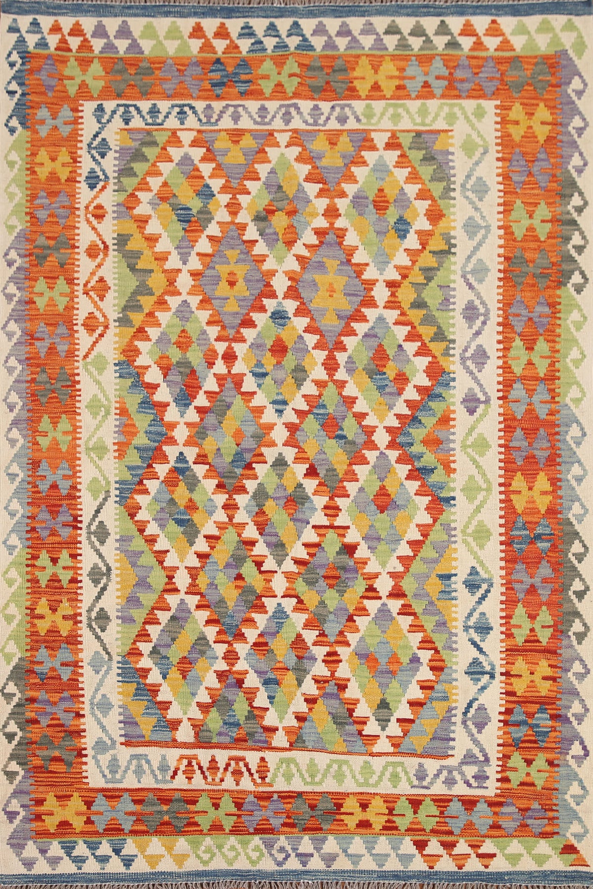 Reversible Wool Kilim Oriental Area Rug 5x7