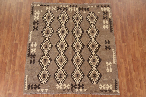 Square Brown Kilim Oriental Area Rug 6x6