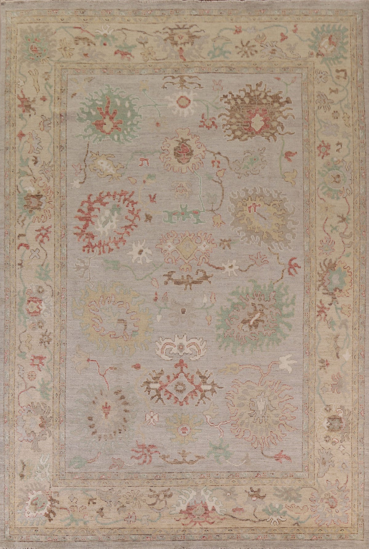 Floral Oushak Vegetable Dye Area Rug 9x12