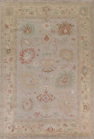 Floral Oushak Vegetable Dye Area Rug 9x12