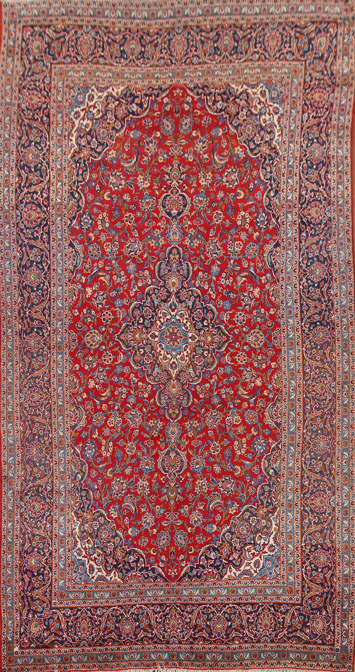 Traditional Red Kashan Persian Area Rug 7x14