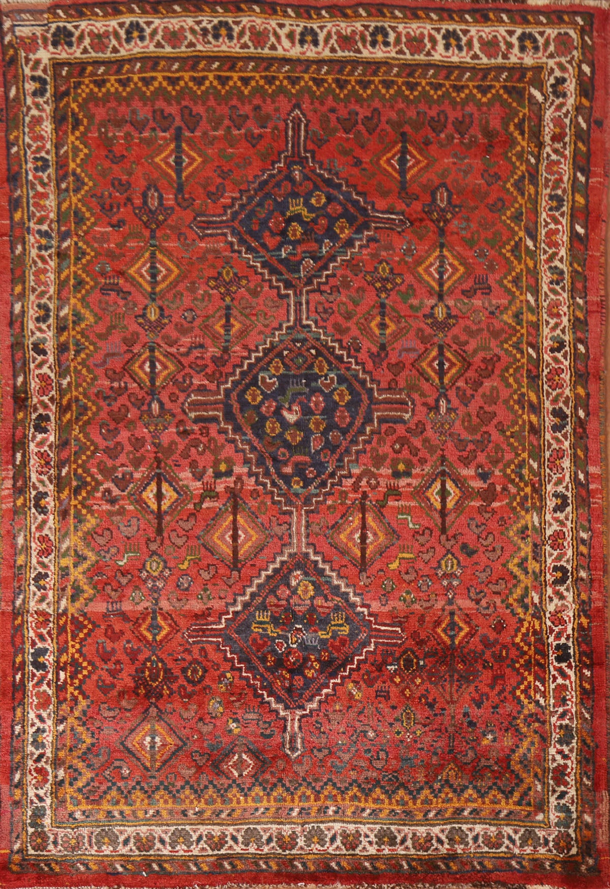 Vegetable Dye Qashqai Persian Area Rug 4x6