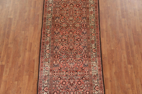 Vintage Wool Hamedan Persian Runner Rug 4x10