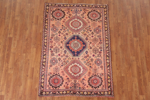 Vintage Wool Shiraz Persian Area Rug 4x6