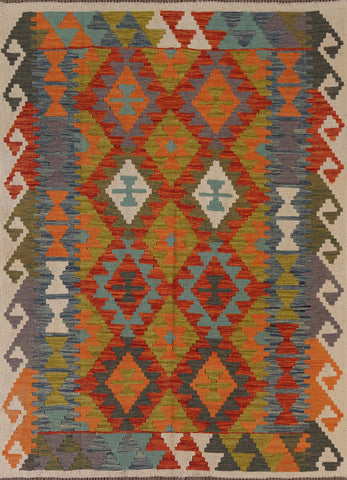 Reversible Wool Kilim Oriental Area Rug 5x6