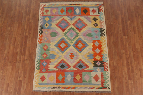 Reversible Wool Kilim Oriental Area Rug 5x7