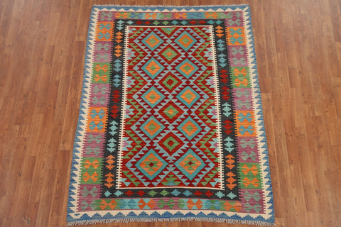 Reversible Wool Kilim Oriental Area Rug 5x6